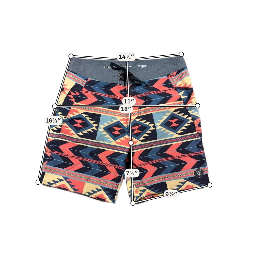 Roark Board Shorts Mens 28 Multicolor Geometric Aztec Cordura The Boa Man RB399